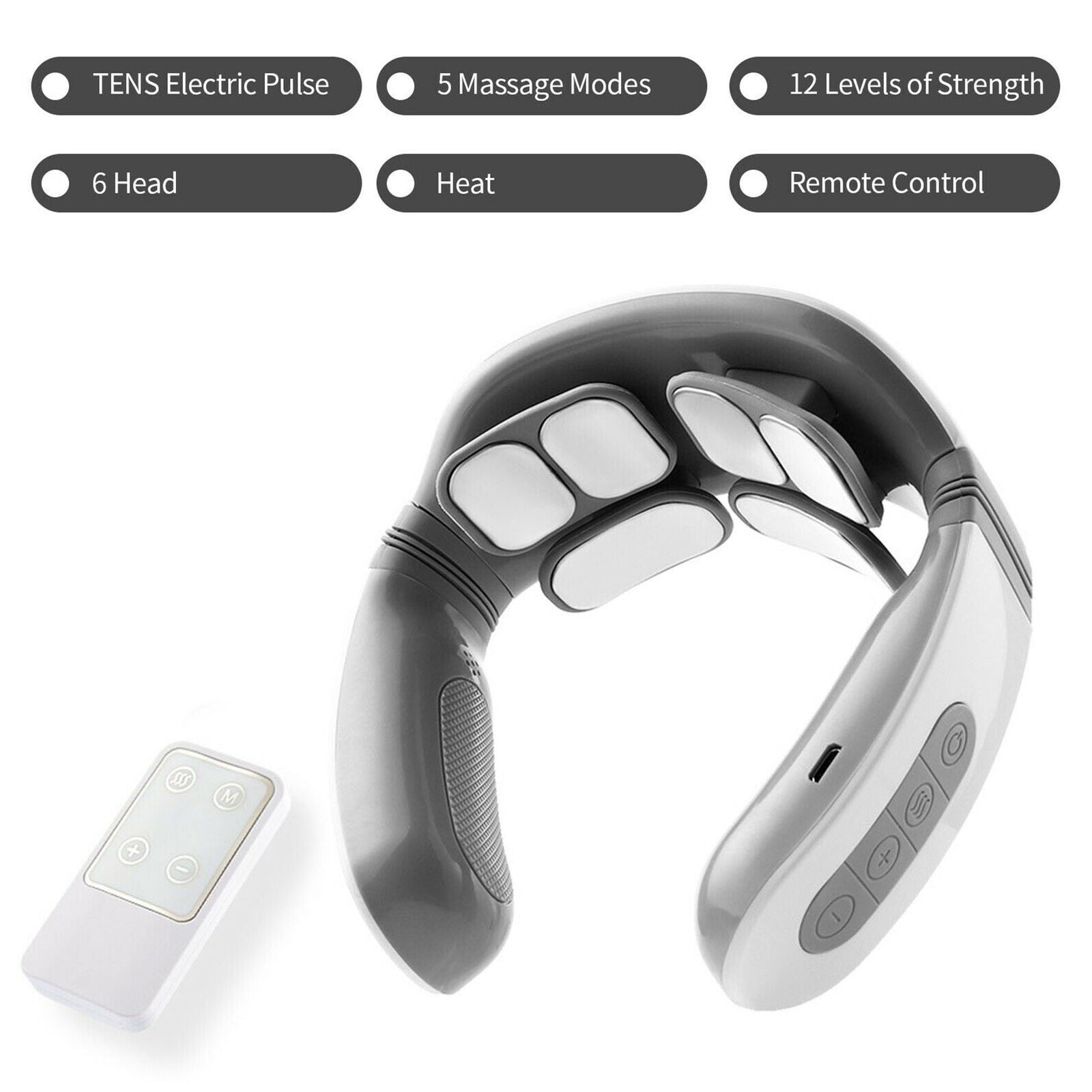 6 Heads Electric Neck Massager Smart Charging Pulse Relax Cervical Pain Relief