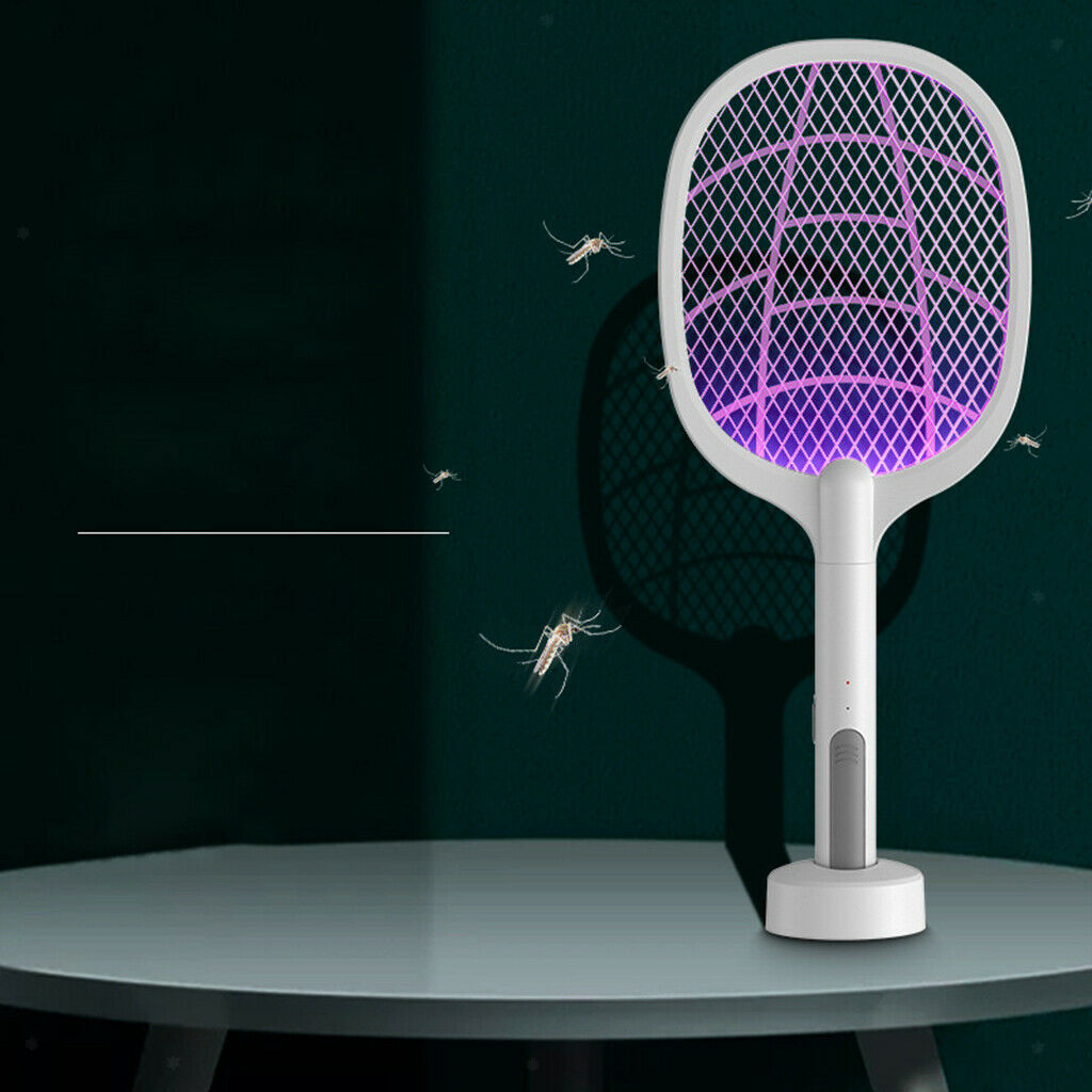 Electric Rechargeable Mosquito Swatter Repellent LED Bug Fly Zapper Racket