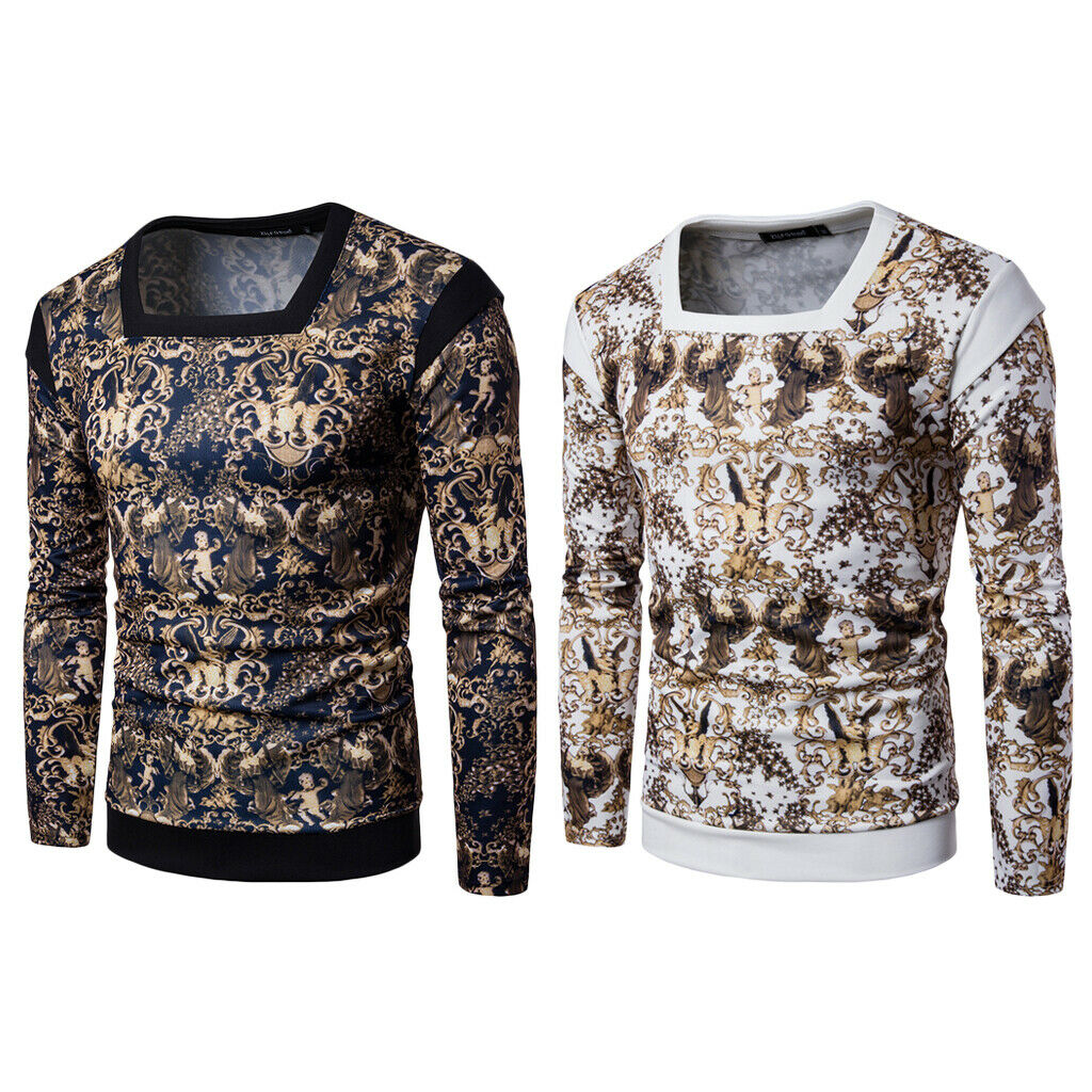 Fashion Mens Sweatshirt Crew Digital Printed Long Sleeve Pullovers White XXL