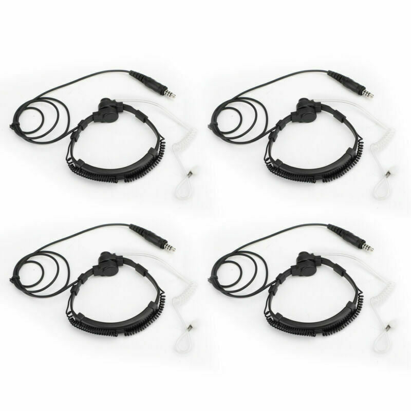 4X Adjustable Throat Microphone Headset For Walkie Talkie 7.1mm Plug PTT AT2