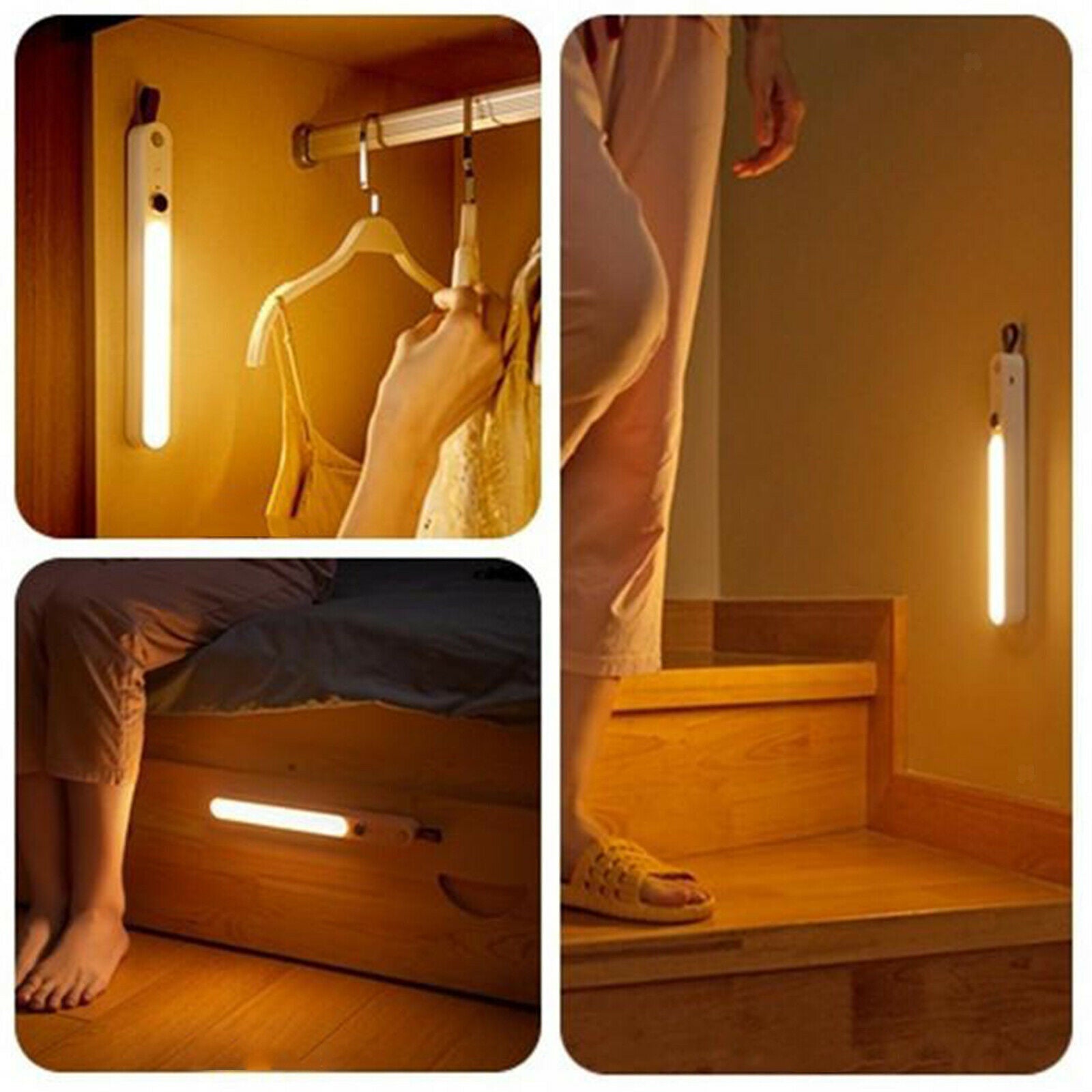 LED USB Cabinet Night Light Motion Sensor Stick Closet Lamp Indoor Pink