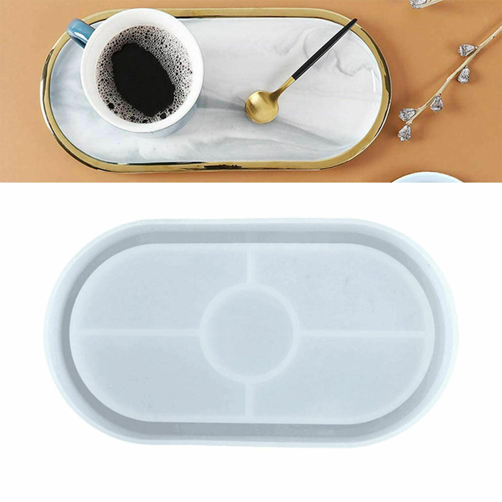 Silicone DIY Makeup Coaster Serving Tray Molds Resins Mould for Soap Dish