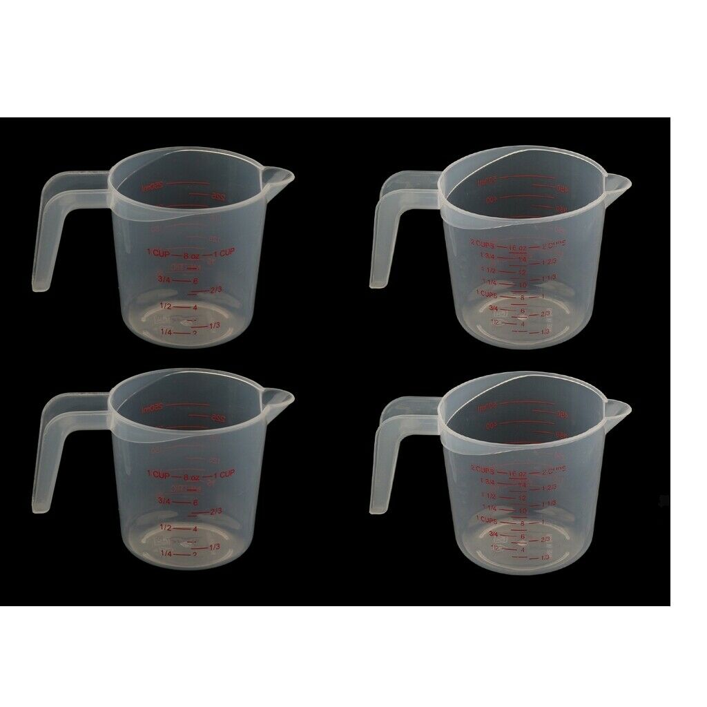 4Pcs Household Kitchen Water Supplies Large Plastic Measuring Cups 250/500ml