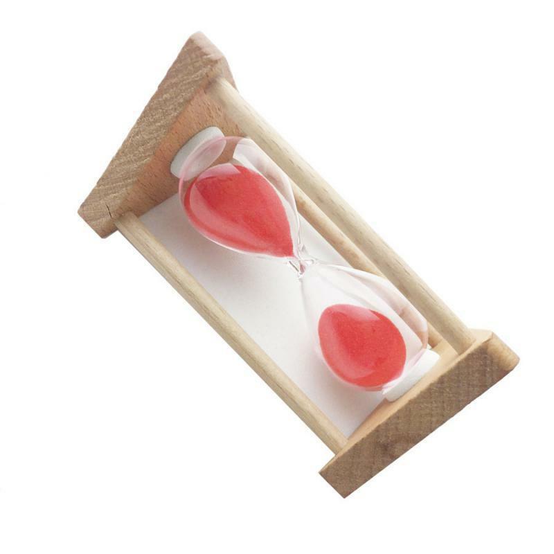 Wooden Frame Sandglass Hourglass Sand Timer Clock Home - Red Sand