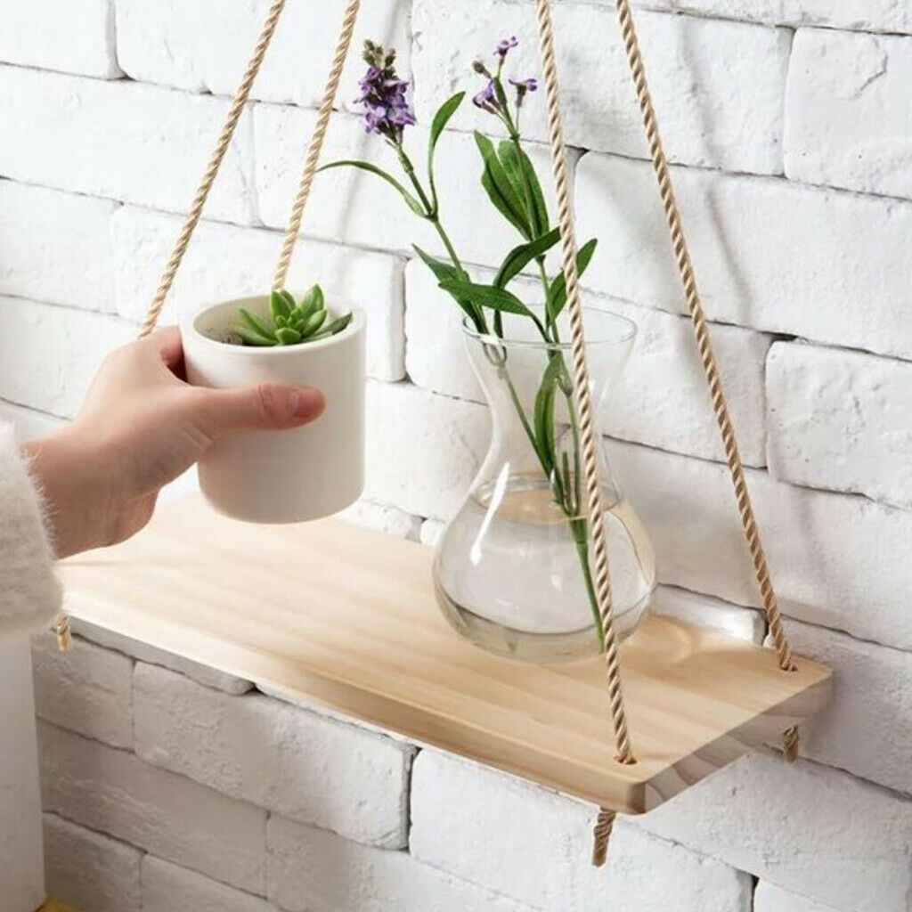 4pcs Hanging Wall Mounted Shelves Plant Basket  Hanging Rack Organiser Decor