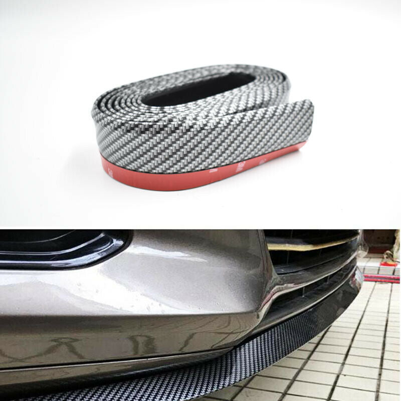 2.5M Black Car Front Bumper Carbon Fiber Lip Splitter Chin Spoiler Body Kit Trim