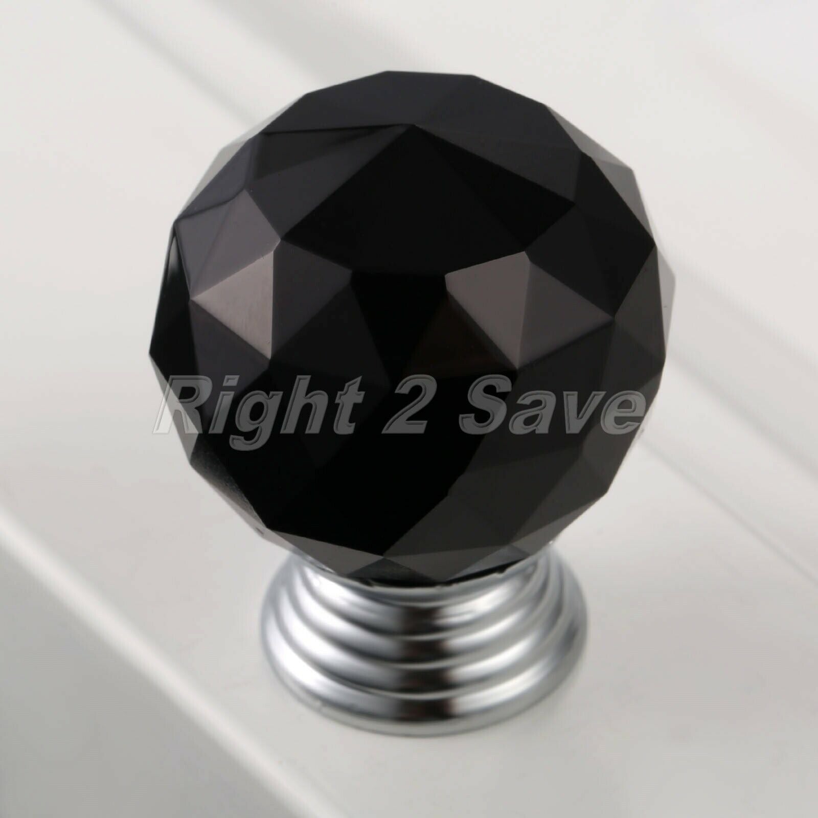 Round Crystal Glass 30mm Knob Pull Chest Cabinet Furniture Door Handle Black