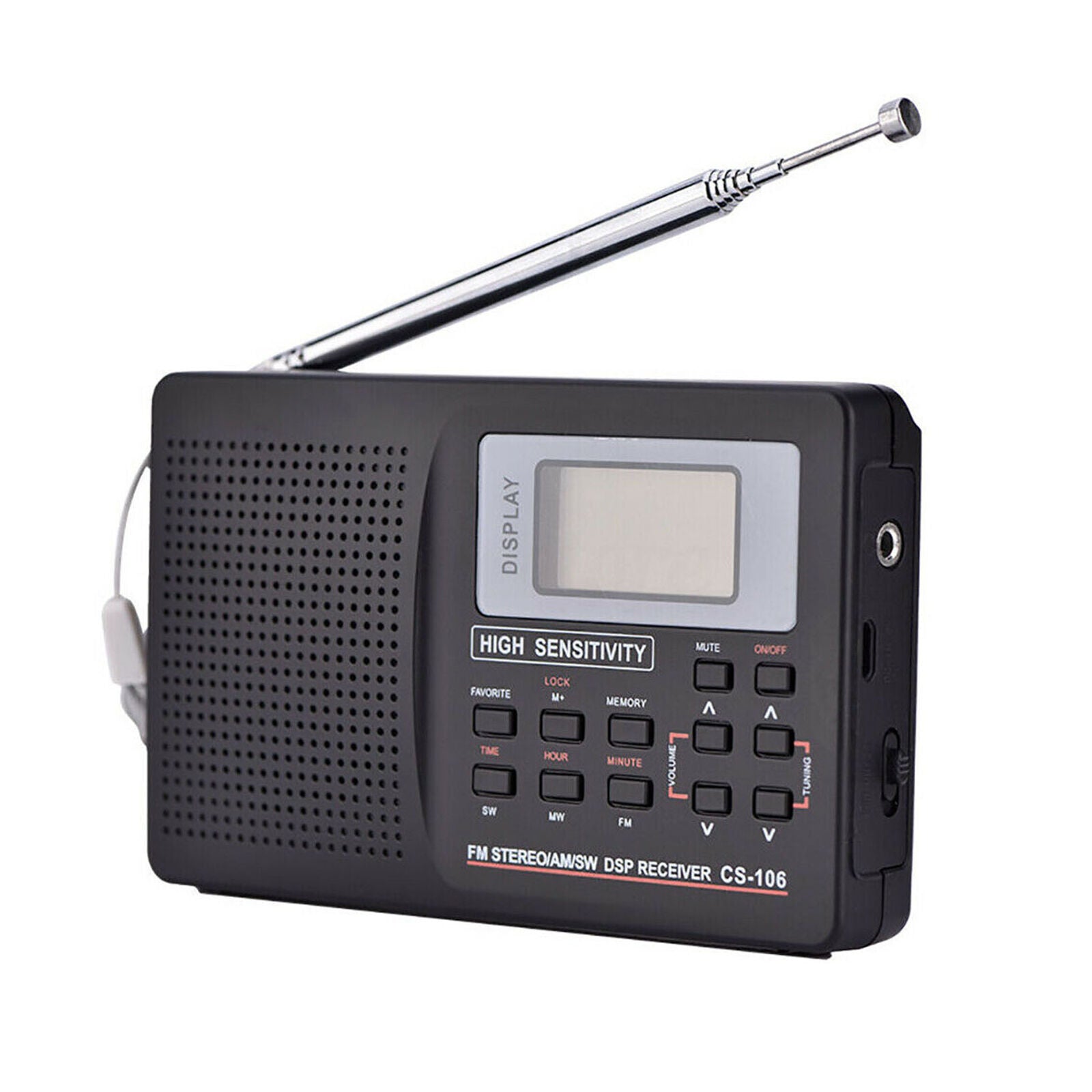 Portable Digital World Full Band Radio Receiver AM/FM/SW/MW/LW Radio+Alarm Clock