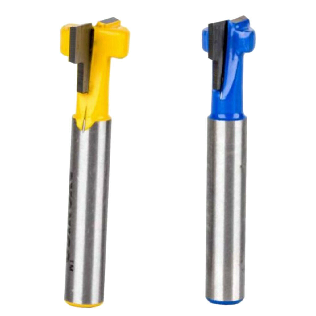 2Pieces 1/4" Shank Keyhole T-Slot Woodworking Cutter Router Bit 3/8" & 1/2"