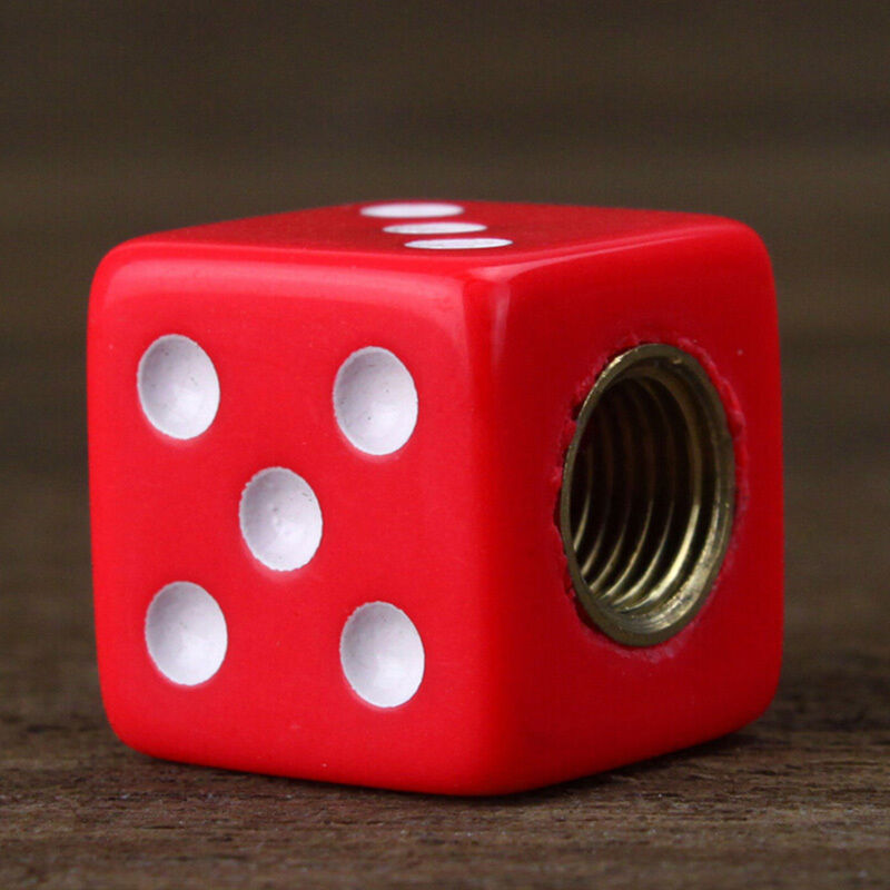 Design Red Dice Tire air Valve Stem Caps for Car Truck Bike ATV Wheel Rim.l8