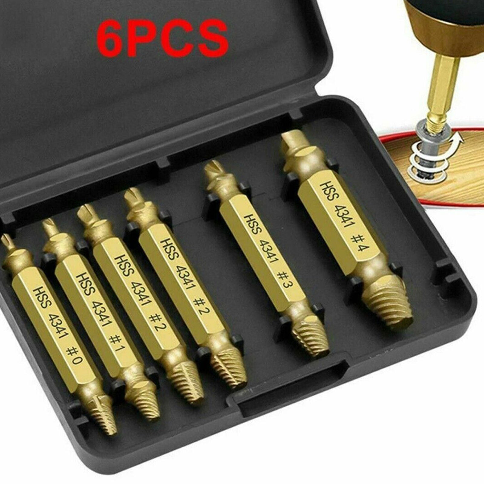 6pcs Damaged Screw Extractor Speed Out Drill Bits Tool Set Broken Bolt Remover