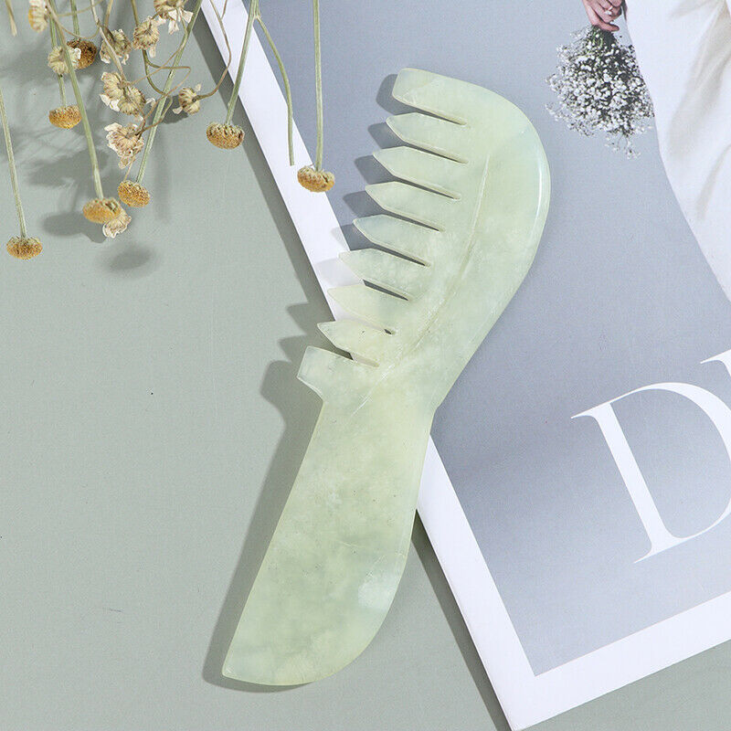 Natural Jade Stone Comb Gua Sha Tools Scraping Health Massage Comb Head M.l8