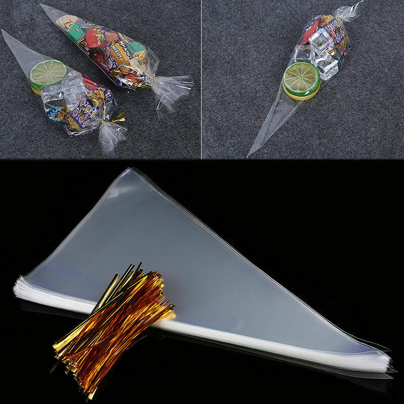 100Pcs Clear Sweet Bags Chocolate Popcorn Candy Storage Bags Gift New Year Party