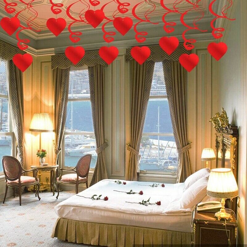 36PCS Valentine's Day Hanging Heart Swirls Decoration, Red Heart Hanging DecZ9X3