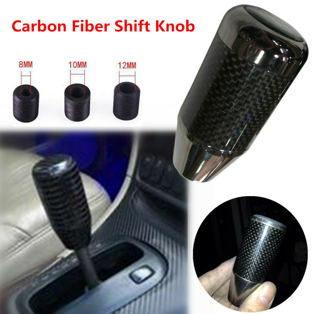 Real Carbon Fiber Car SUV Truck Gear Shift Knob w/ M8 M10 Adapters Shifter Lever
