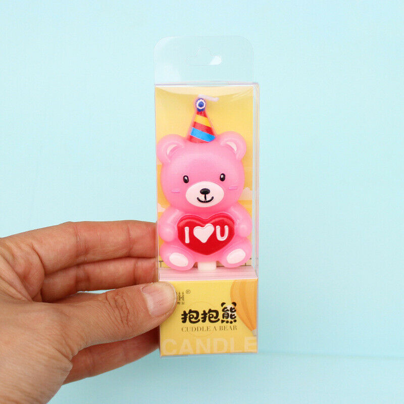 1Pcs Cartoon Candles Bear Love Number For A Cake Shimmer Baby Shower Par.l8