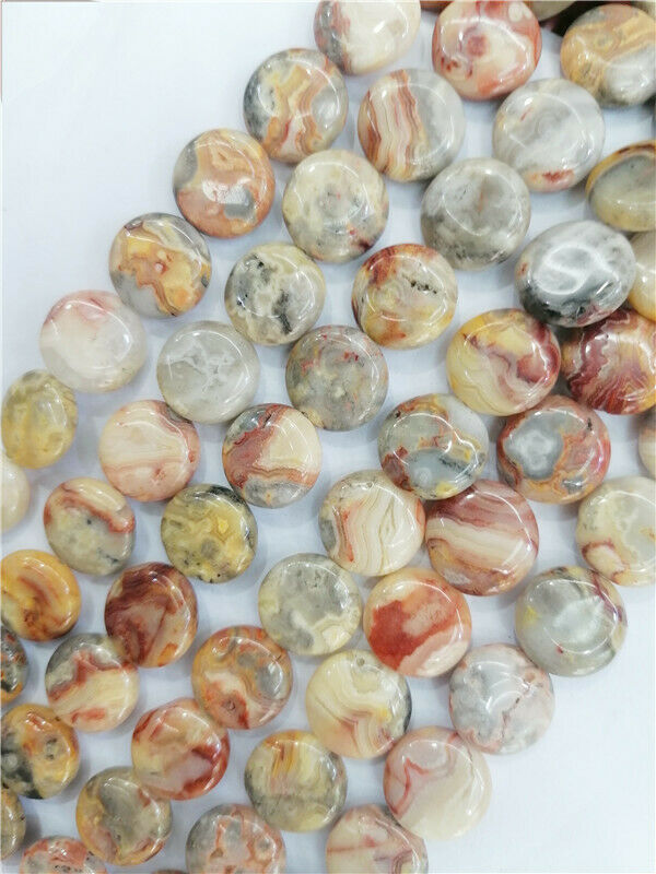 1 Strand 16x5mm Yellow Crazy Lace Agate Round Spacer Loose Beads 15.5inch HH8784