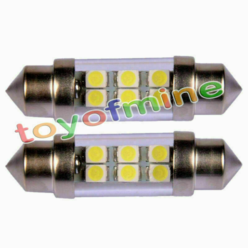 2 Pcs 36mm White 6 SMD 1210 3528 LED Car Festoon Dome Light Lamp Bulb DC 12V New