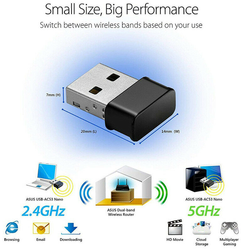 4X(Wireless WiFi Adapter 1200Mbps USB3.0 Dongle 2.4G/5G Long Range Stable SD7B6)