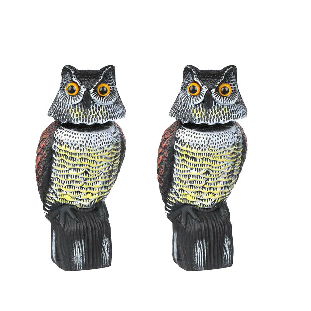 Pack of 2 15in Bird Scarer Owl Realistic Waterproof Scarecrow Garden Decor