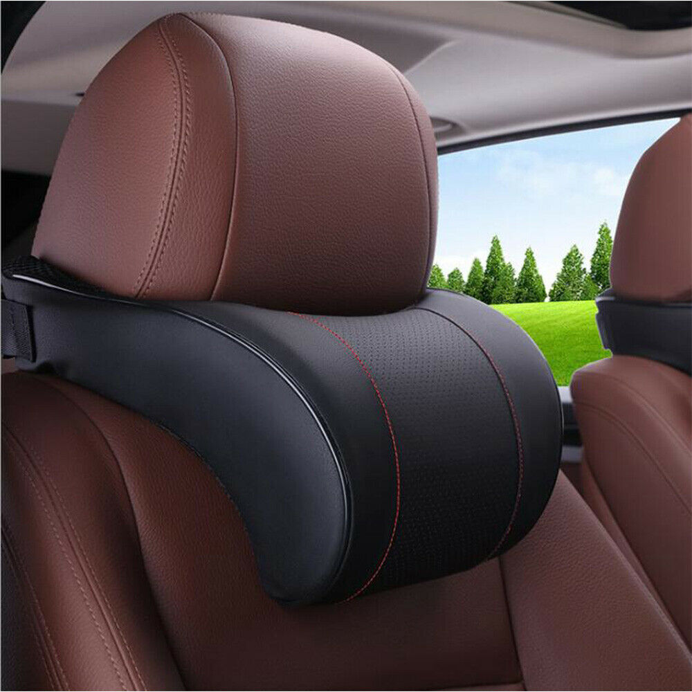 Auto Car Neck Pillow PU Leather Memory Foam Neck Rest Seat Headrest Cushion Pad
