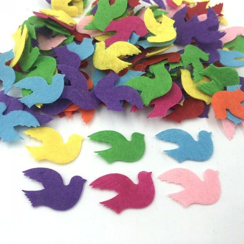 100X Mixed Colors bird shape Felt Appliques Crafts Card Making decoration 27mm