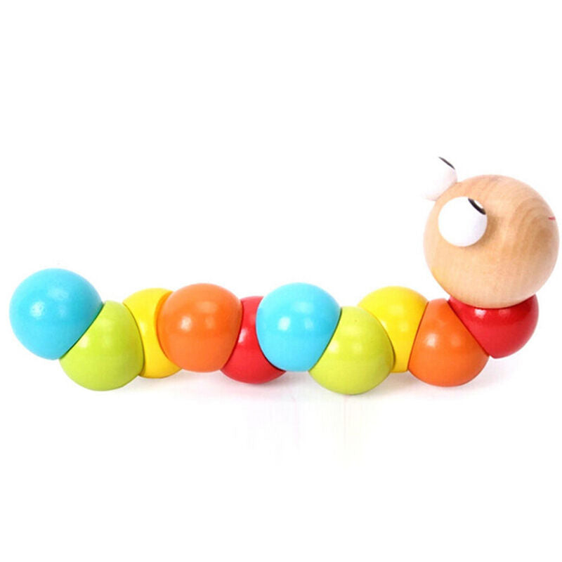 Baby Kids Twist Caterpillar Wooden Toys Infant Educational Development To.l8