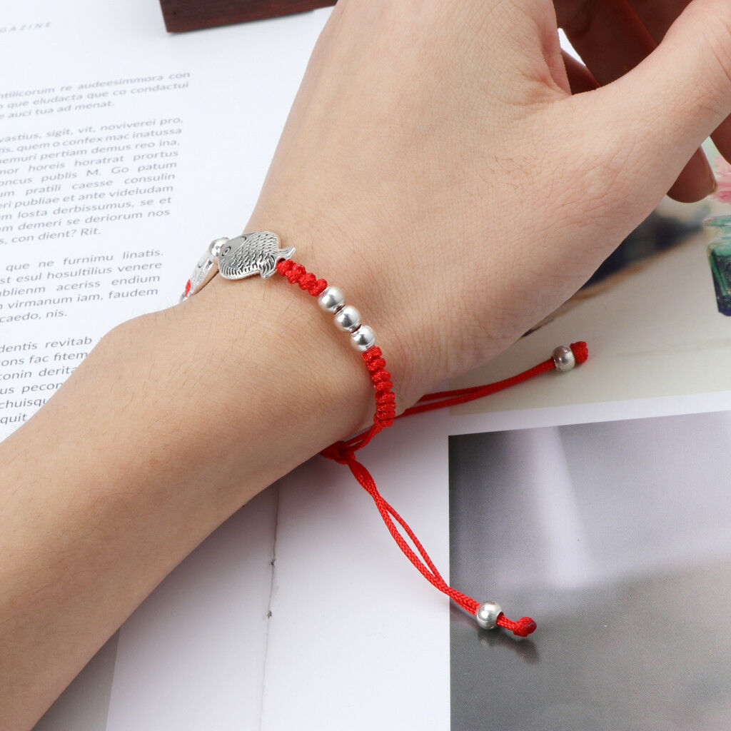 Two Fish Charm Red String Rope Braided Kabbalah Bracelets Fashion Women Jewelry