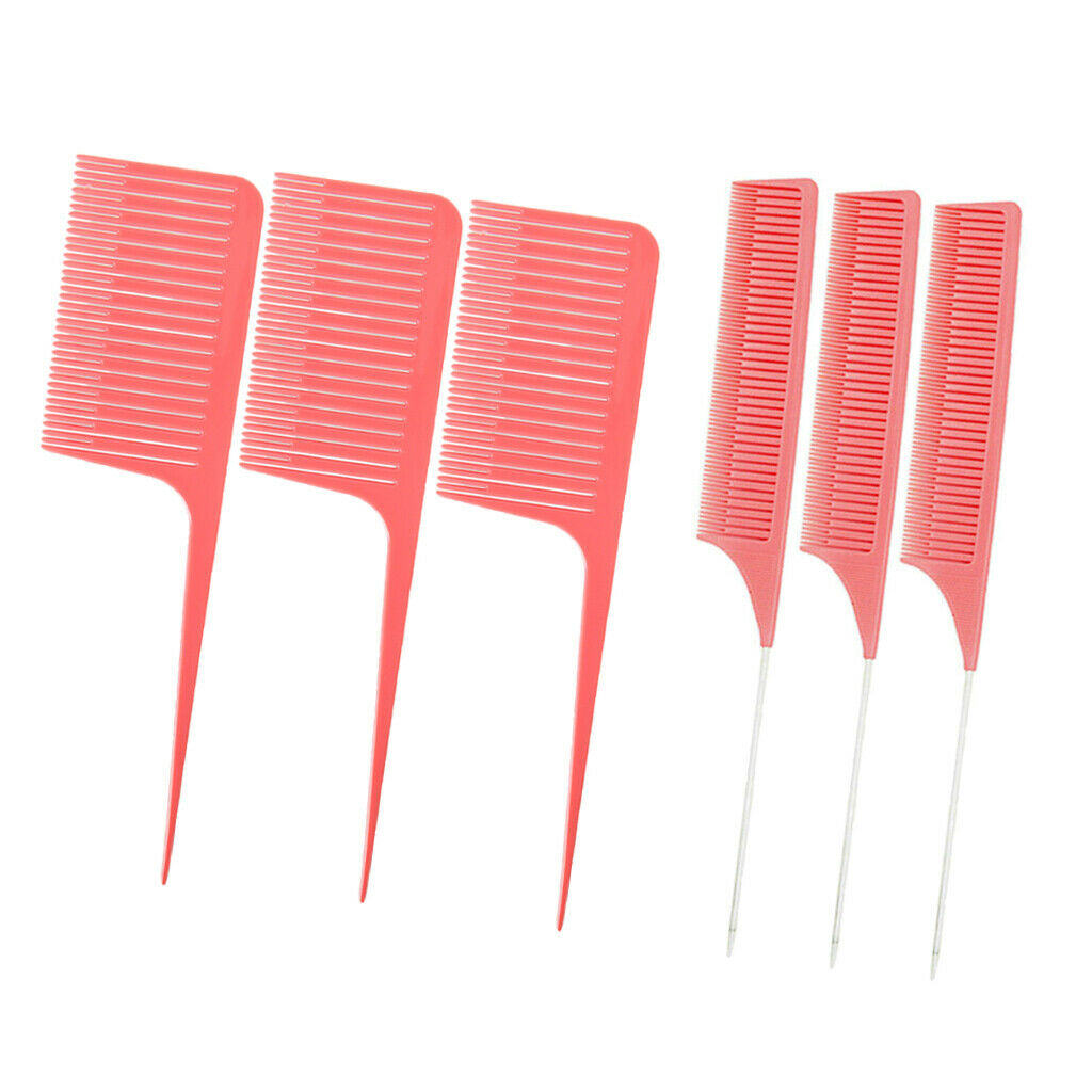 6Pcs Professional Fine&Wide Weave Highlight Foiling Hair Combs Dyeing Comb