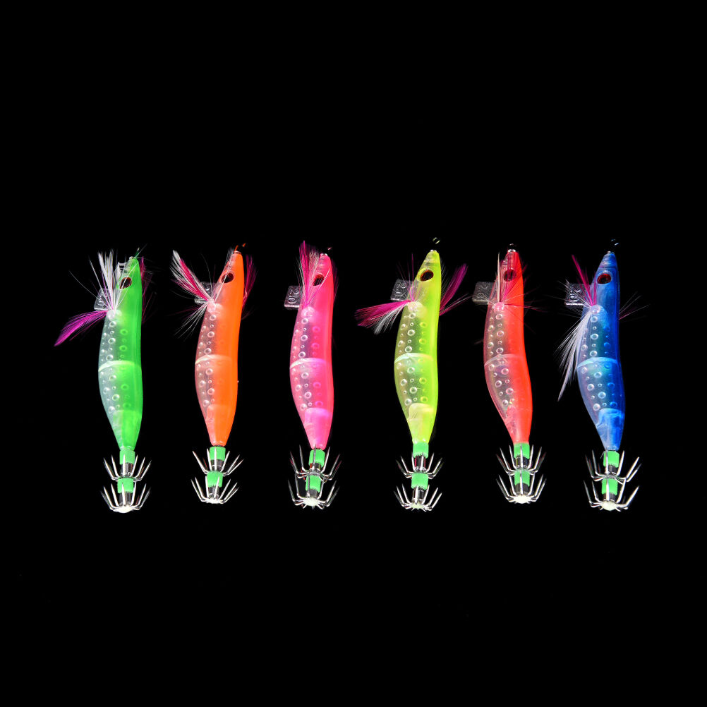 10cm Glow in Dark Luminous Fishing Lures Baits Squid Egi Shrimp jigs Hook.l8