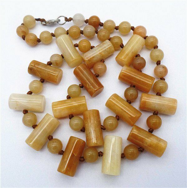 1 Strand 20x10mm/8mm Natural Yellow Aventurine Cylinder Beads Necklace HH7304