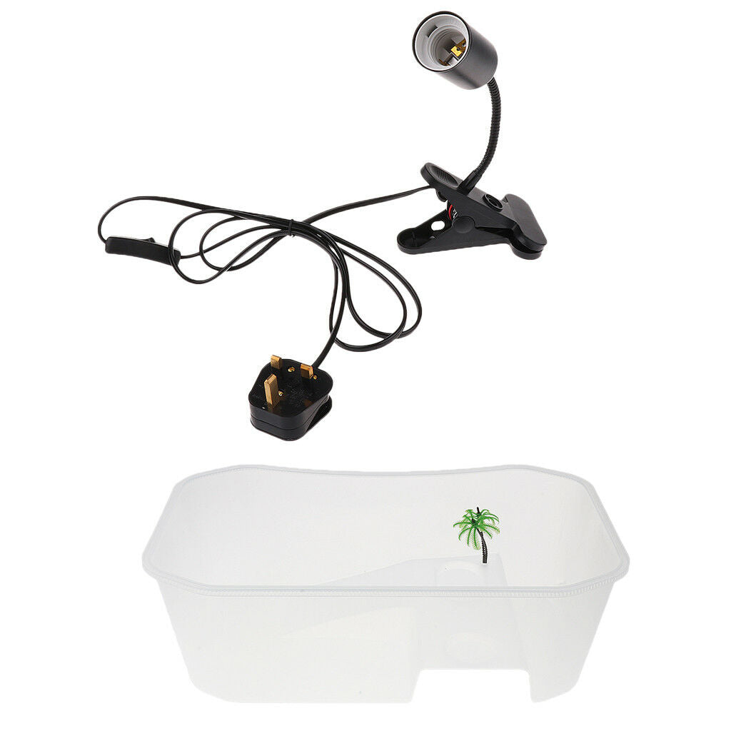 Reptile Tortoise Turtle Habitat Terrarium Tank Box with Lamp Holder White