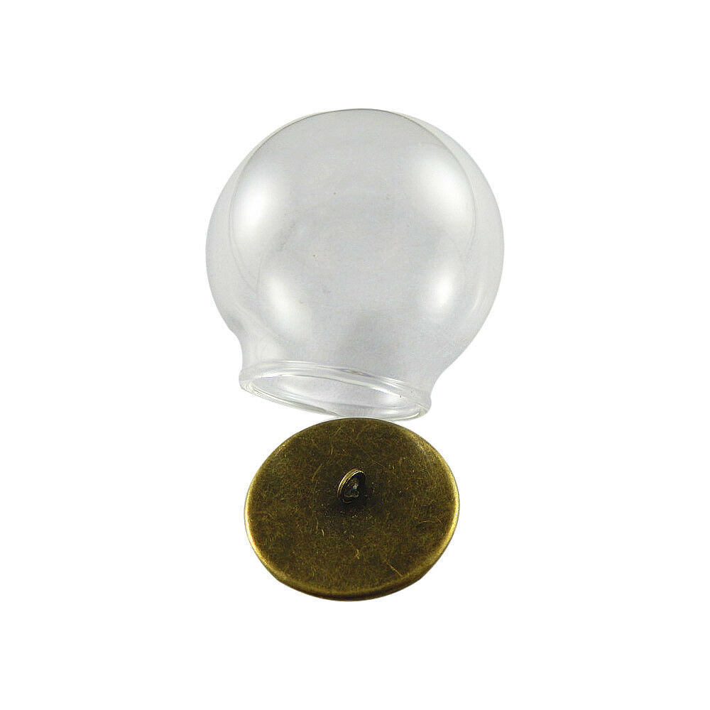 4 sets Clear Glass Dome Cameo with Metal Base Pendant Jewelry Findings 34x31mm