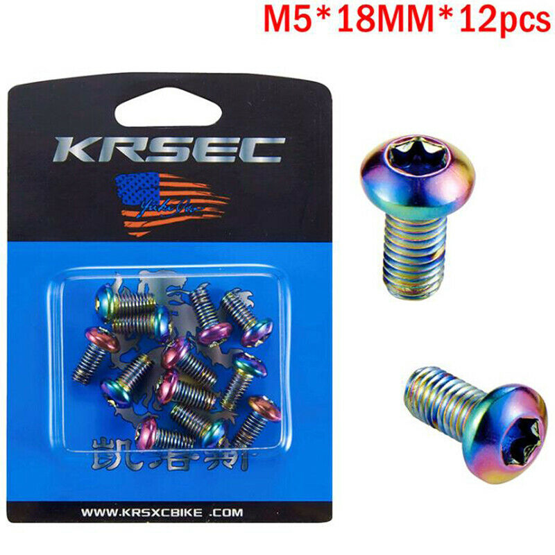 12pcs M5x10mm Disk Brake Rotor Bolts Titanium Bike Brakes Disc Rotor Scr.l8