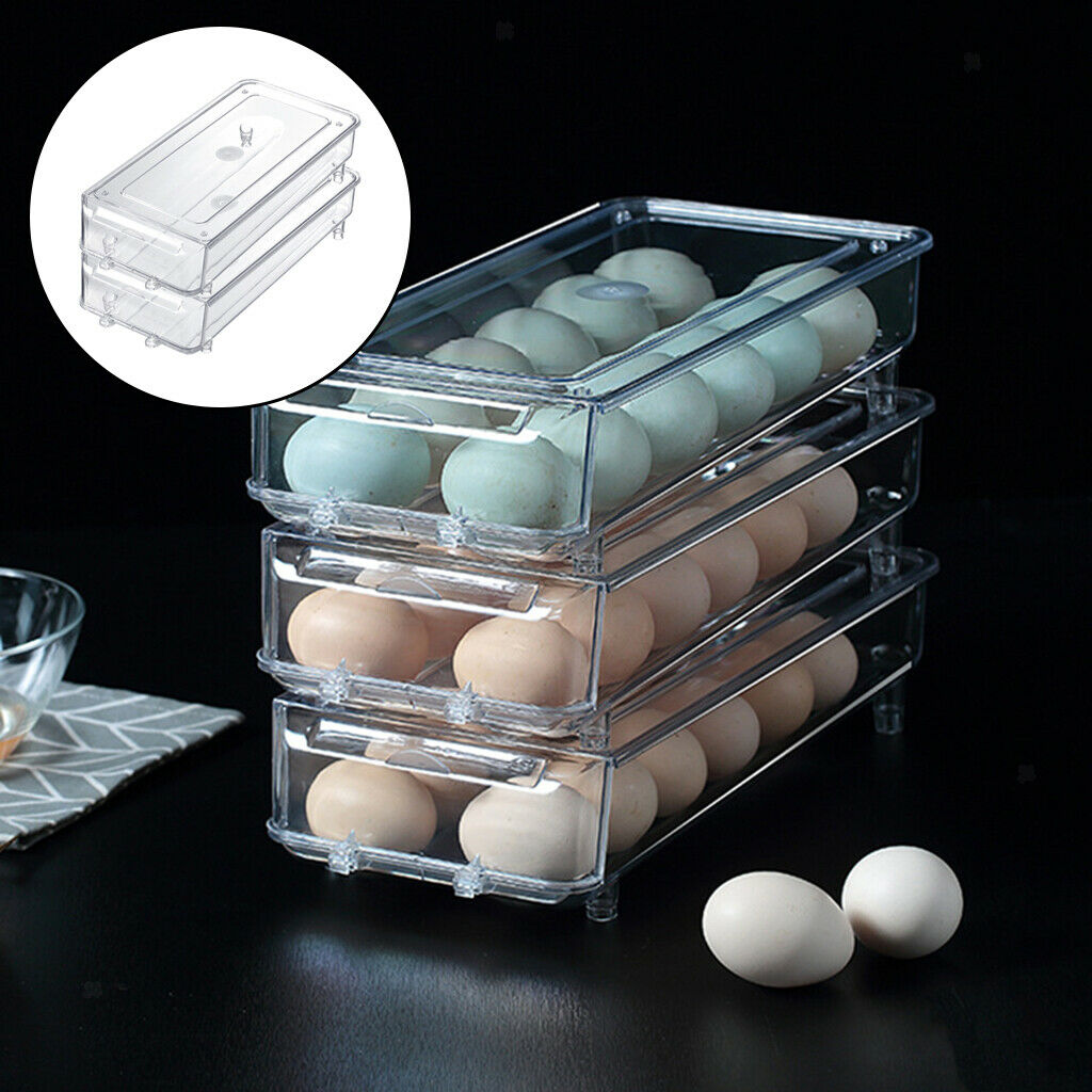Kitchen Egg Holder Auto Scrolling Down Freezer Cabinet Eggs Tray Space Saver
