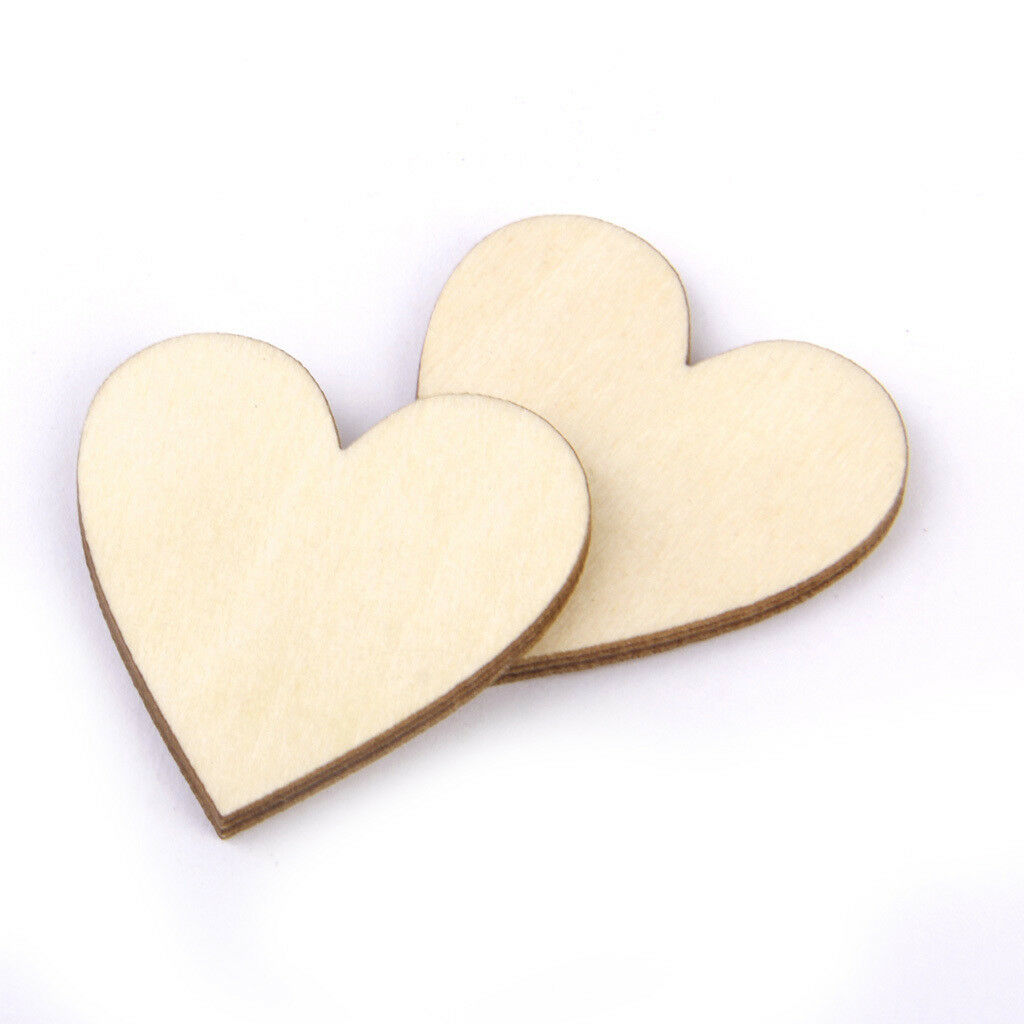 Wood Blank Love Hearts Embellishment Wedding Decor DIY Crafts 30mm 50pcs
