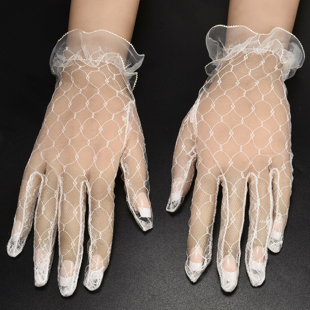 New Wrist Wedding Driving Bow Lace Gloves Bridal Party Prom Fishnet Gloves 1Set