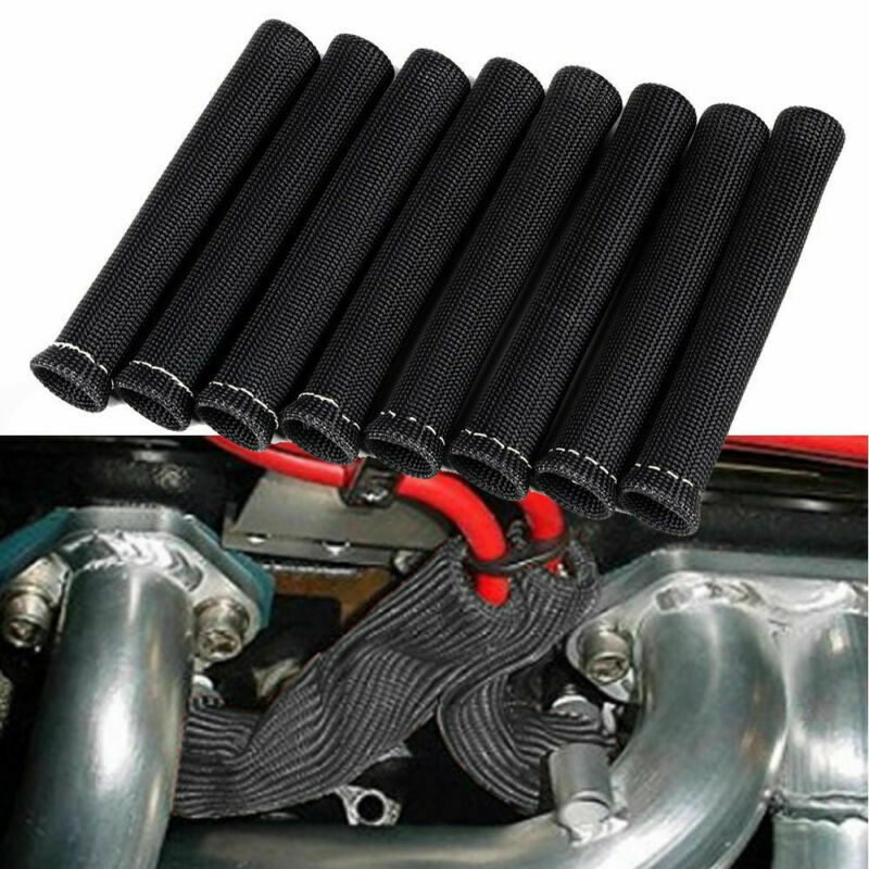 1200Â° Black Heat Shield Spark Plug Wire Protector Sleeve Covers SBC BBC 350 454