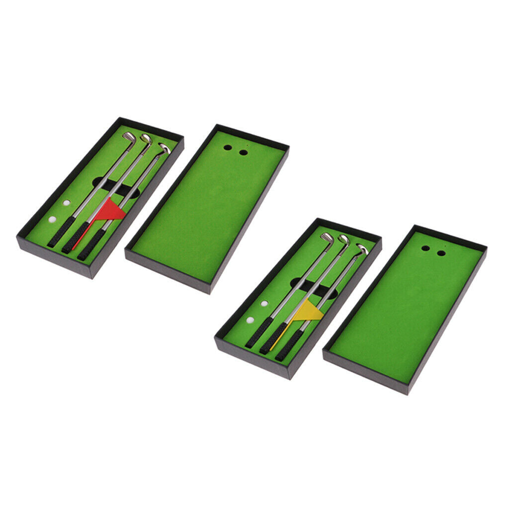 Golf Pen Set Mini Desktop Golf Game Putting Green Flag Ballpoint Pens Red