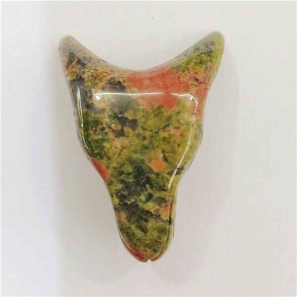 48x34x17mm Natural Unakite Jasper Carved Wolf Head Reiki Crystal Pendant HH9471