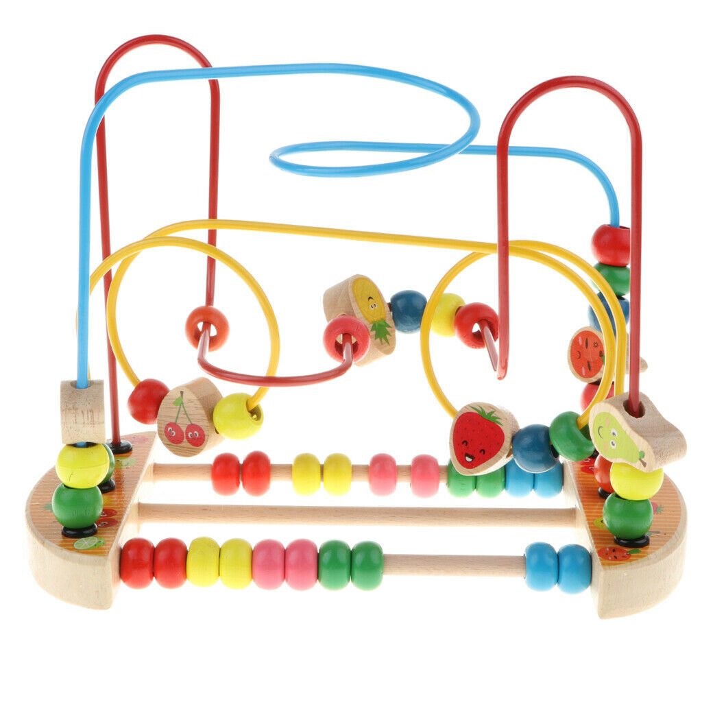 Wooden Around Beads Maze Roller Coaster Educational Toys For Toddlers Kids Baby,