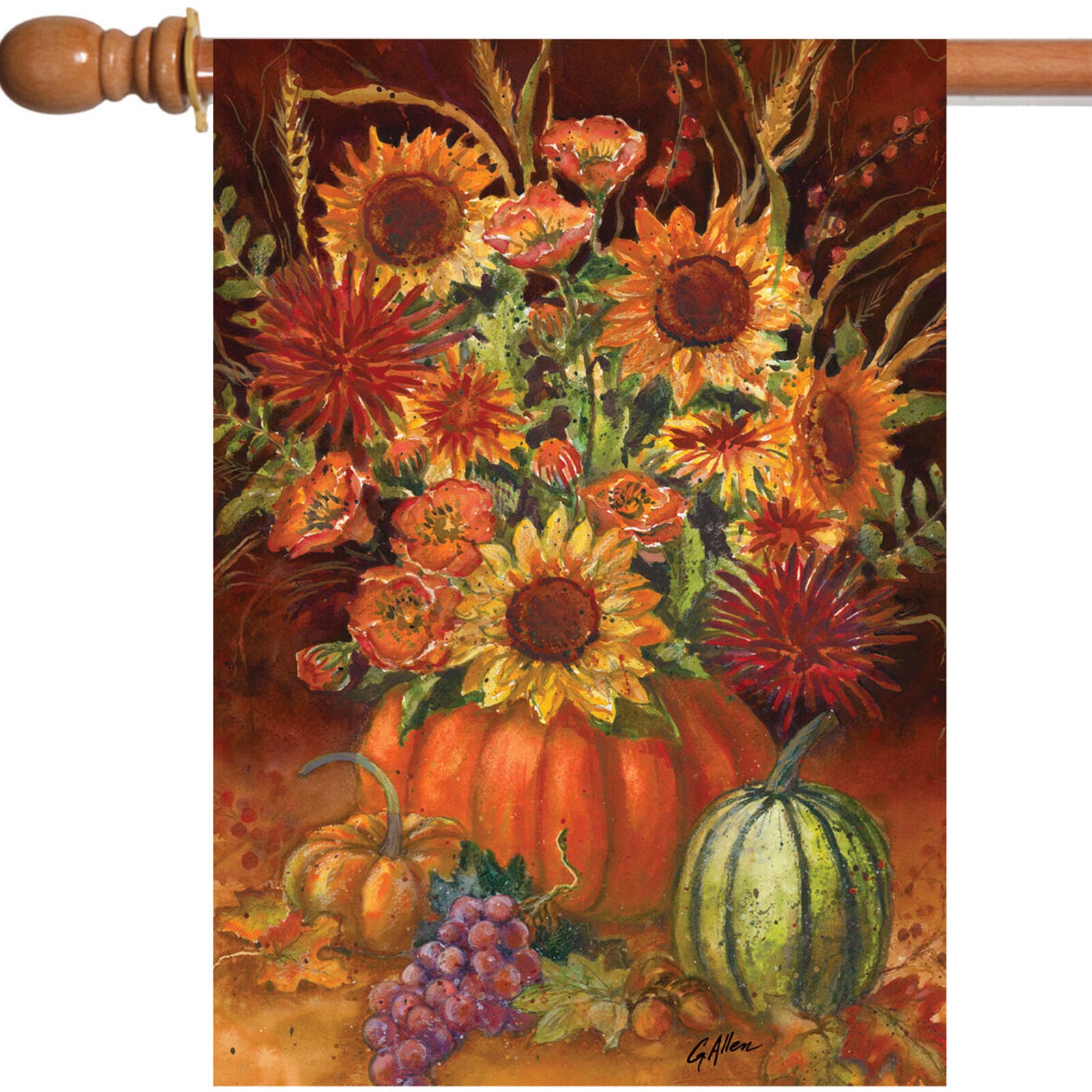 Toland Fall Burst 12.5 x 18 Colorful Autumn Flower Pumpkin Garden Flag