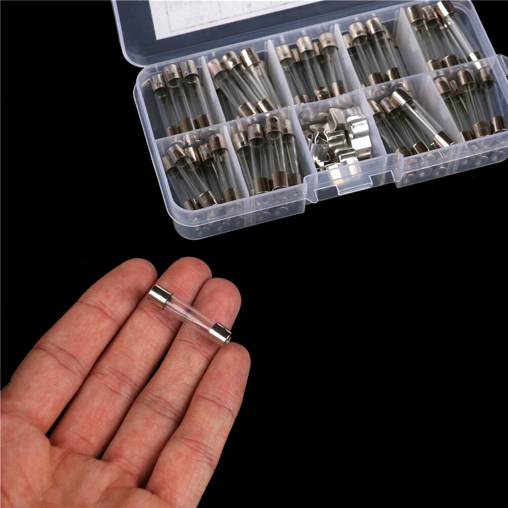 72Pcs/Box 6x30mm 0.5A-30A Glass Tube Fuses Assorted Kit with Fuse Hold Tt