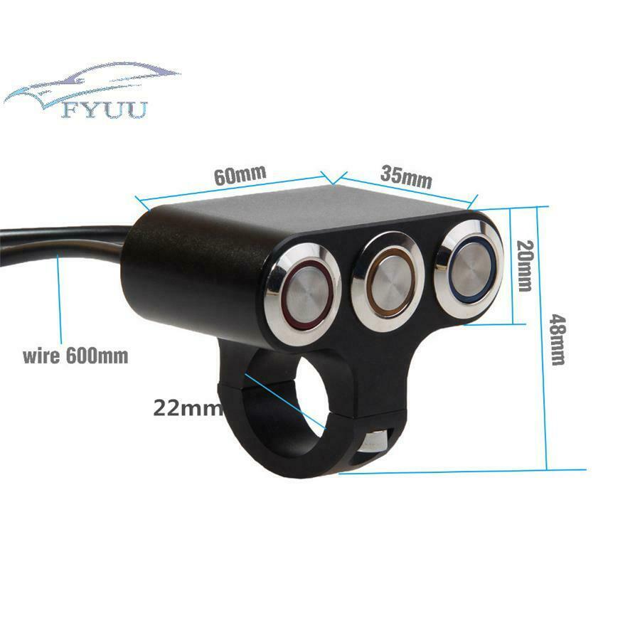 7/8''Motor Handlebar LED Switch Horn Start Kill Dual Momentary Reset Button 22mm