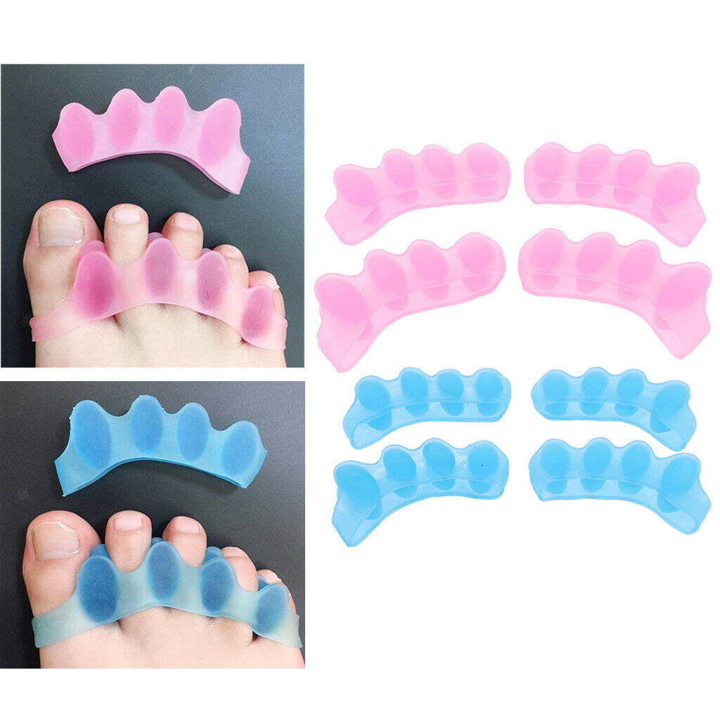 4Pairs Elastic Comfort Silicone Gel Toe Hallux Valgus Separator Straightener