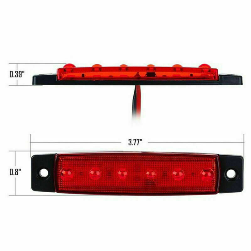 5X Amber + 5X Red 6 LED Side Marker Indicator Lights Car Truck Trailer 12V 24V