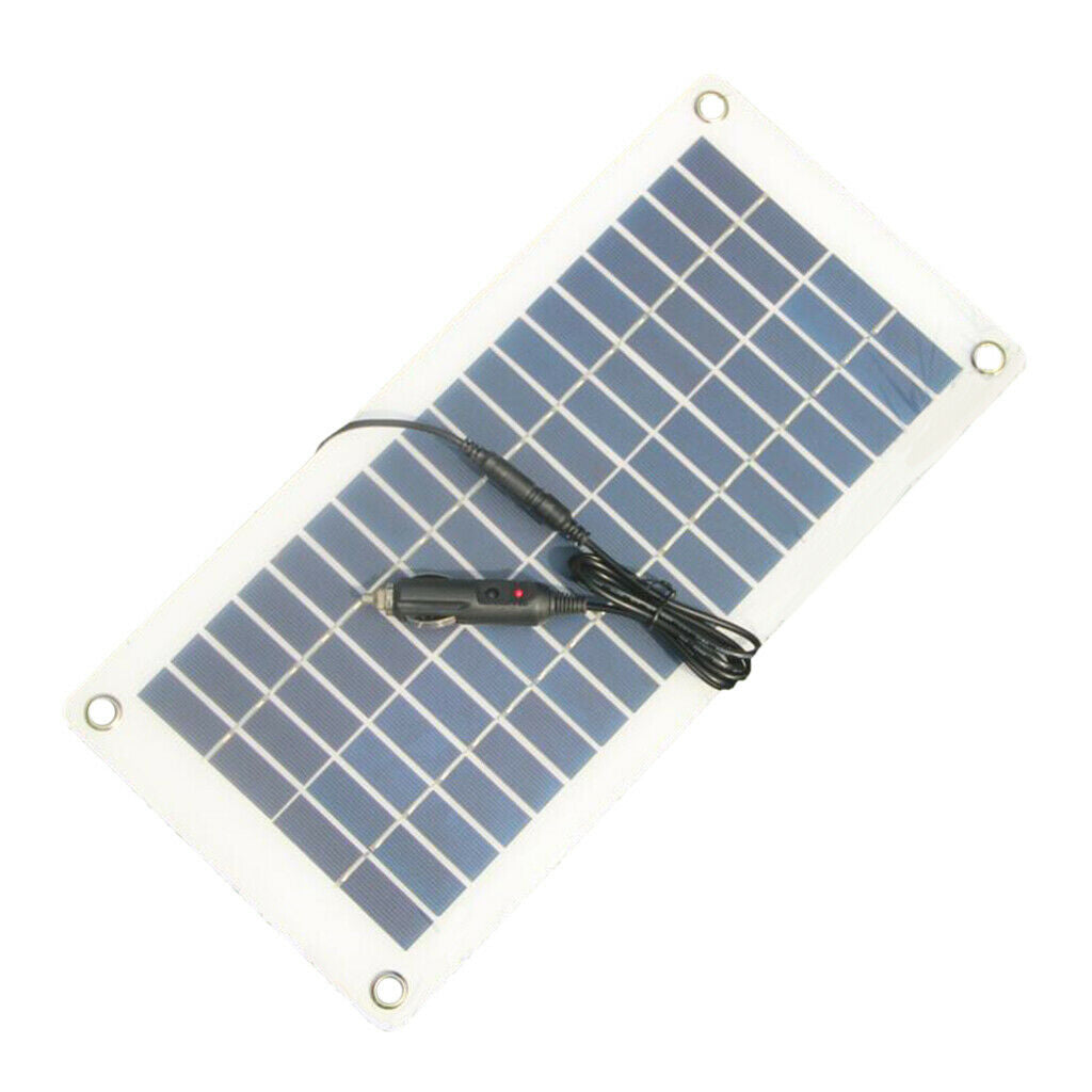 12V 8.5W Solar Panel For Boats Car Battery Alligator Clips & Lighter Cable