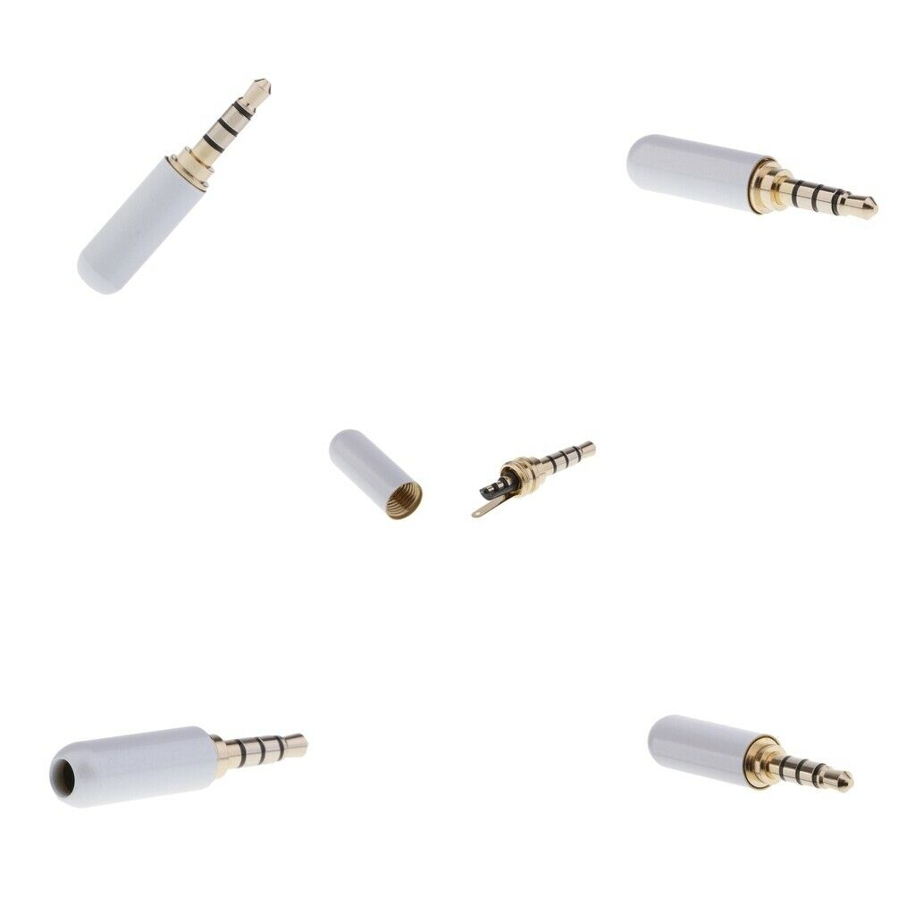 5x 4 Pole 3.5mm Male Repair headphone Plug Audio Soldering Connector White
