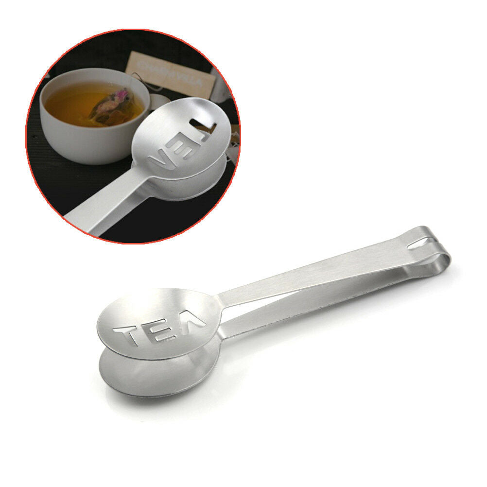 Stainless Steel Teabag Tongs Tea Bag Squeezer Holder Herb Grip Kitchen To.l8