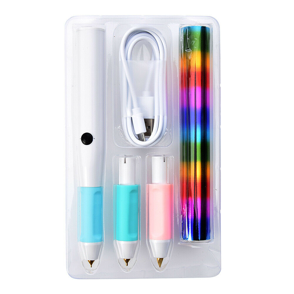 Heating Foil Pen Set Hand Held USB Paper Leather Replacement Head Art Craft DIY